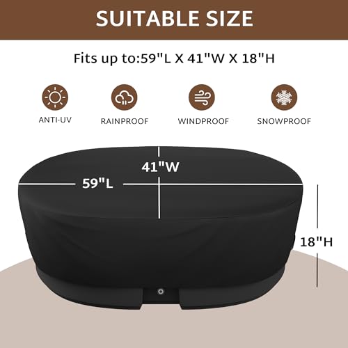 iBirdie Outdoor Waterproof 150 Gallon Stock Tank Cover for Ice Bath Cold Plunge Pool - 600D Heavy Duty Weatherproof Oval Tub Covers Compatible for Rubbermaid Water Trough - Image 2