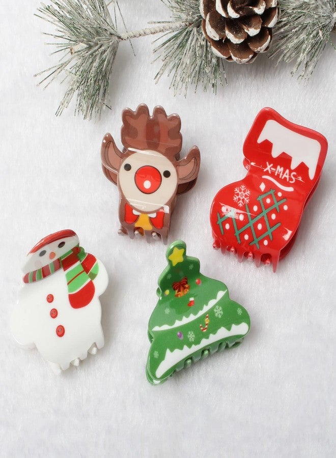 Cuizhiyu 4PK Christmas Hair Claw Clips for Girls Christmas Trees Snowman Elk Hair Clips Boot Hair Claws Cute Christmas Hair Accessories… - Image 2
