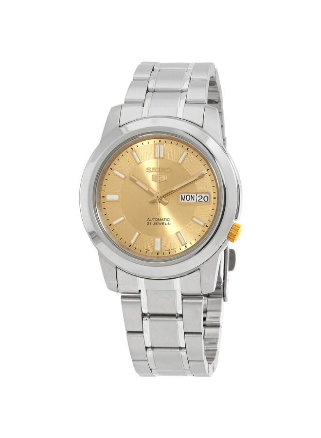 Seiko 5 Automatic Men's Watch, Gold Dial, Stainless Steel Bracelet SNKK13K1 - Image 1