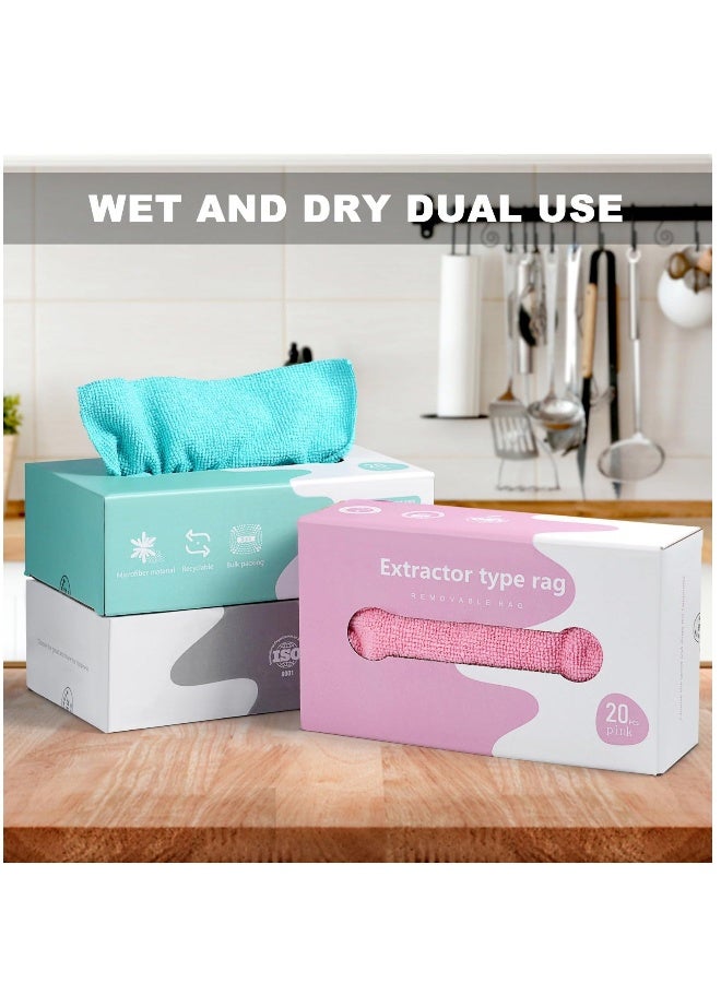 Beauenty Microfiber Cleaning Cloth Rags in Two Box (40 Count), 7.9 x 7.9 Reusable Wipes for Cleaning, Edgeless Terry Towels, Small Cleaning Cloths for Home, Kitchen and Car, Blue