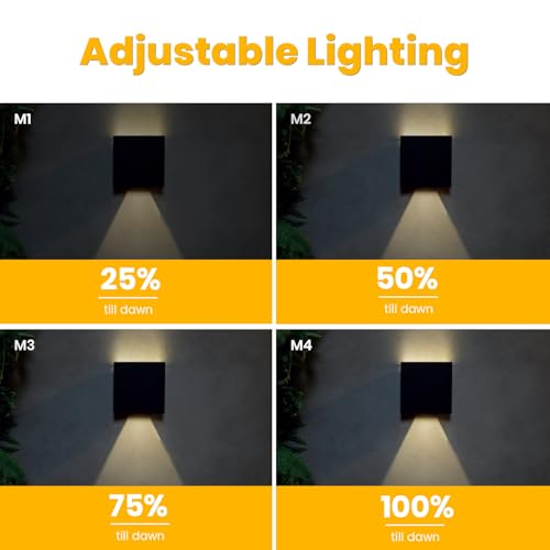 SOTTLOT Solar Wall Lights, 4000K 700LM Up and Down Solar Lights Outdoor Waterproof, Super Brightness Cube Design LED Solars Outdoor Light Decorative for Porch Patio Yard Fence, 1pcs - Image 3