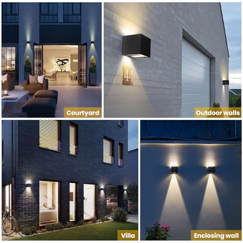 SOTTLOT Solar Wall Lights, 4000K 700LM Up and Down Solar Lights Outdoor Waterproof, Super Brightness Cube Design LED Solars Outdoor Light Decorative for Porch Patio Yard Fence, 1pcs - Image 5