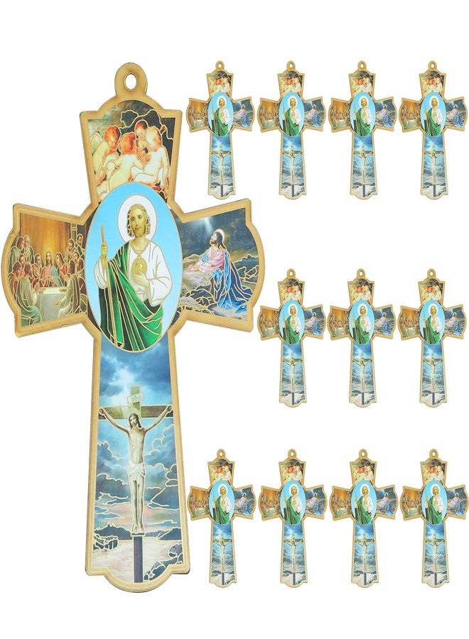 WE 12 Pcs Catholic Saint Jude Wooden Wall Cross - Baptism Favor - Image 1