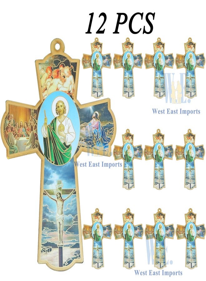 WE 12 Pcs Catholic Saint Jude Wooden Wall Cross - Baptism Favor - Image 2