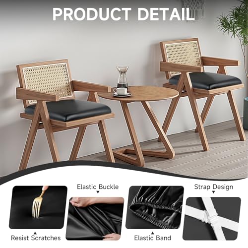 WENZMOC PU Leather Seat Covers for Dining Chairs, 4 Pack 100% Waterproof Dining Room Chair Seat Covers Stretch and Wipeable Kitchen Chair Cover Protectors (PU Black, 4 PCS) - Image 2