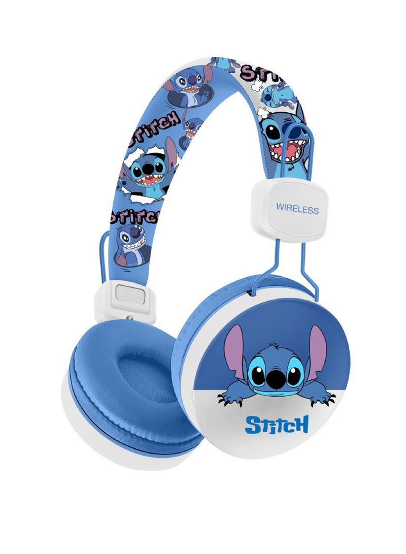 Upgraded version of blue Stitch pattern children's Bluetooth wireless headphones, children's noise reduction wireless headphones, suitable for TF cards, mobile phones, tablets  - Image 2