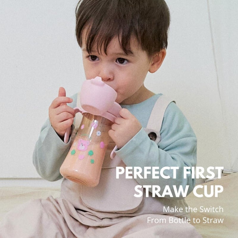 GROSMIMI x KNOTTED Flip Top Spill Proof Sippy Cup, PPSU, BPA Free, Stage 2 Straw for Toddlers (Sugar bear 10oz) - Image 2