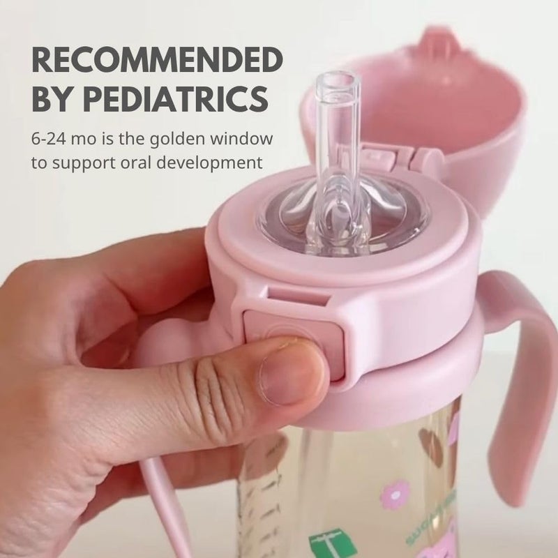 GROSMIMI x KNOTTED Flip Top Spill Proof Sippy Cup, PPSU, BPA Free, Stage 2 Straw for Toddlers (Sugar bear 10oz) - Image 3
