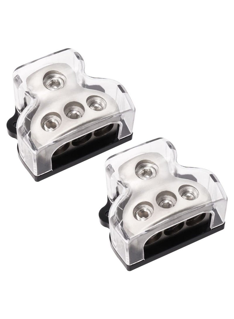 2PCS 3 Way Power Distribution Block,1x 0 Gauge in,3X 4 Gauge Out,Amp Distribution Connecting Block for Car Audio Splitter O-073-2PCS - Image 1