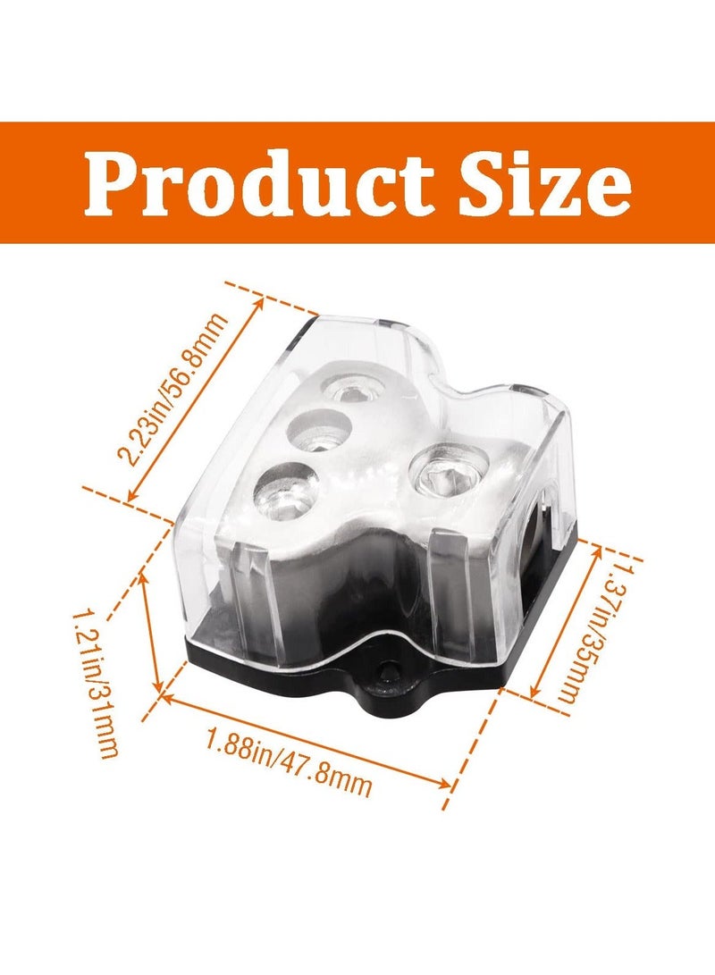 2PCS 3 Way Power Distribution Block,1x 0 Gauge in,3X 4 Gauge Out,Amp Distribution Connecting Block for Car Audio Splitter O-073-2PCS - Image 2