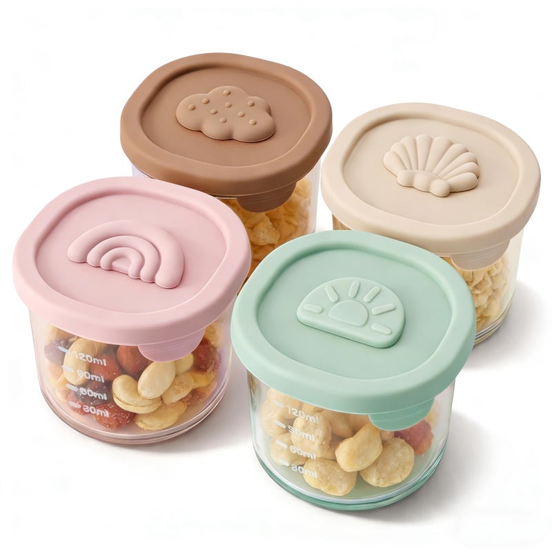 YIVEKO Baby Food Containers with Lids Silicone Baby Food Storage Containers for Infants & Toddlers, Leakproof Freezer-Safe Reusable Baby Food Jars for Breastmilk & Solid Foods, 4oz Silicone Containers, 4PK - Image 1