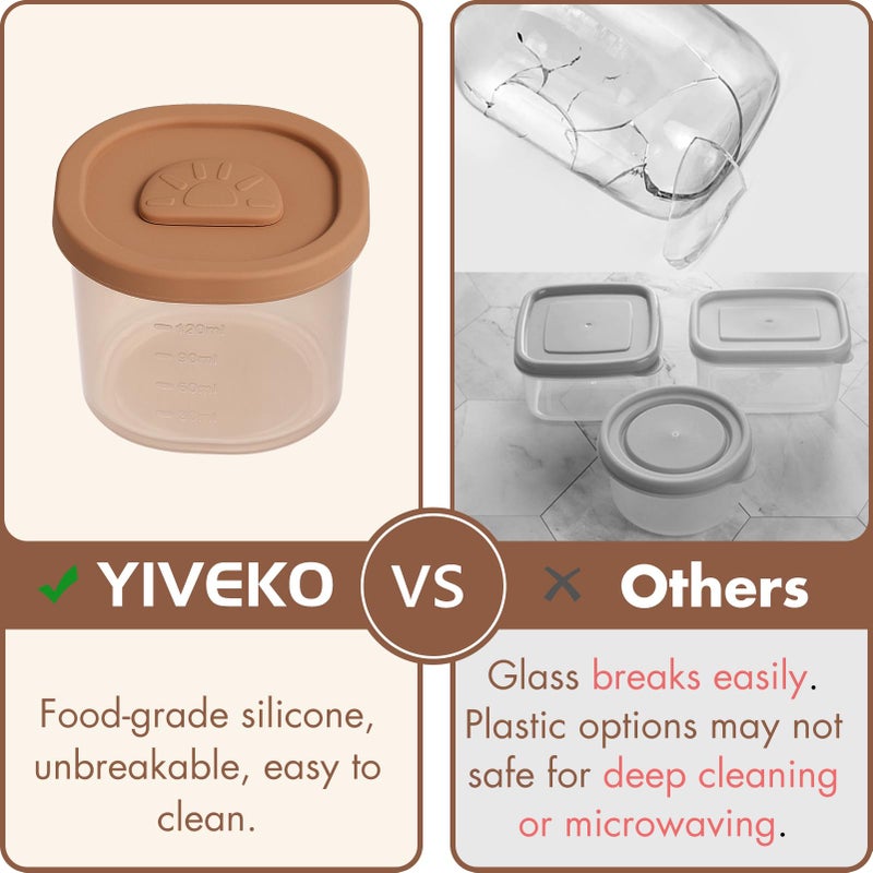 YIVEKO Baby Food Containers with Lids Silicone Baby Food Storage Containers for Infants & Toddlers, Leakproof Freezer-Safe Reusable Baby Food Jars for Breastmilk & Solid Foods, 4oz Silicone Containers, 4PK - Image 5