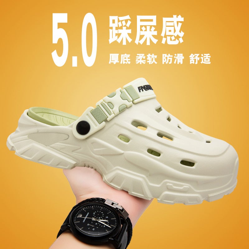 Dropshipping Men'S Summer Clogs For Outdoor Wear, Thick-Soled Non-Slip Closed-Toe Slippers For Driving, Sports, And Beach Sandals - Image 2