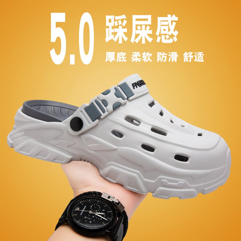 Dropshipping Men'S Summer Clogs For Outdoor Wear, Thick-Soled Non-Slip Closed-Toe Slippers For Driving, Sports, And Beach Sandals - Image 3