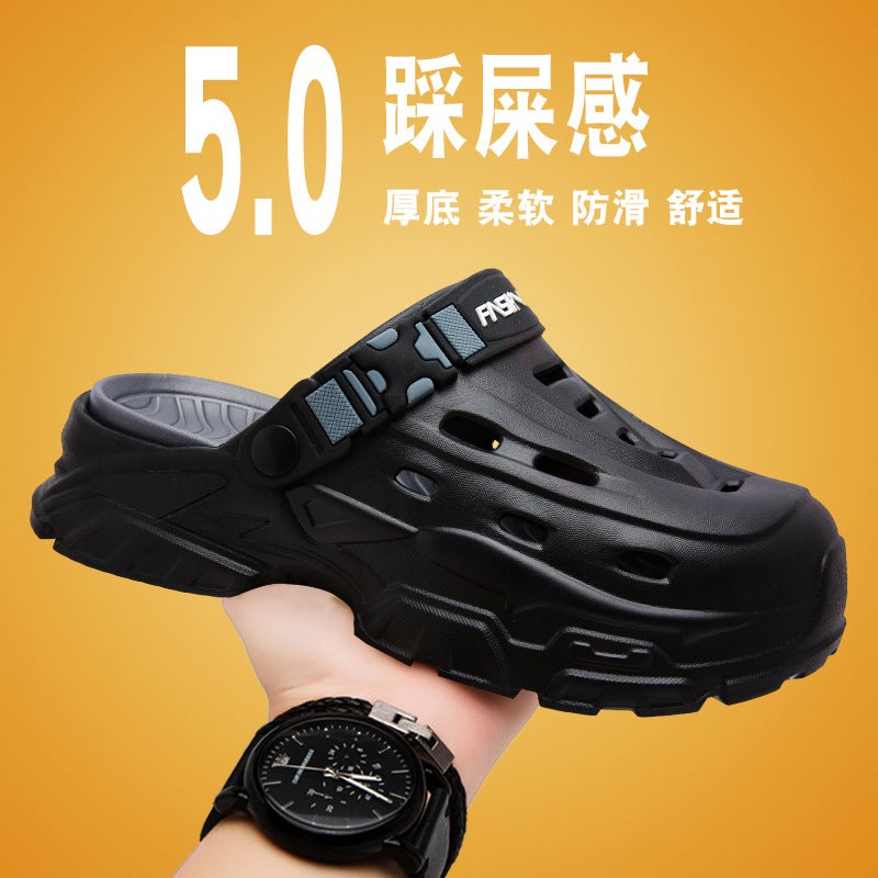 Dropshipping Men'S Summer Clogs For Outdoor Wear, Thick-Soled Non-Slip Closed-Toe Slippers For Driving, Sports, And Beach Sandals - Image 4