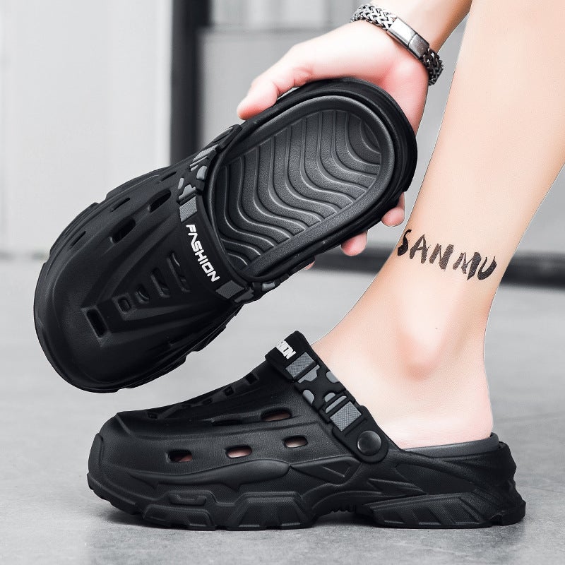 Dropshipping Men'S Summer Clogs For Outdoor Wear, Thick-Soled Non-Slip Closed-Toe Slippers For Driving, Sports, And Beach Sandals - Image 1