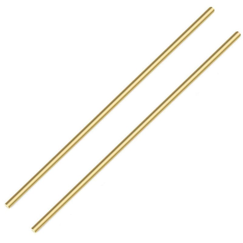 PGCOKO 1/4 Inch Brass Round Rod, 2Pcs Solid Round Brass Rod Lathe Bar Stock, 11.8 inch in Length - Image 1