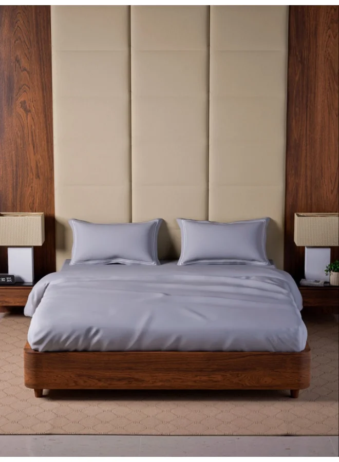 MULBERRY LIVING 100% Cotton - 500Tc Opulent Hue King Size (180X200 Cms) Fitted Bedsheet With 2 Pillow Covers (50X75 Cm) - Silver Grey
