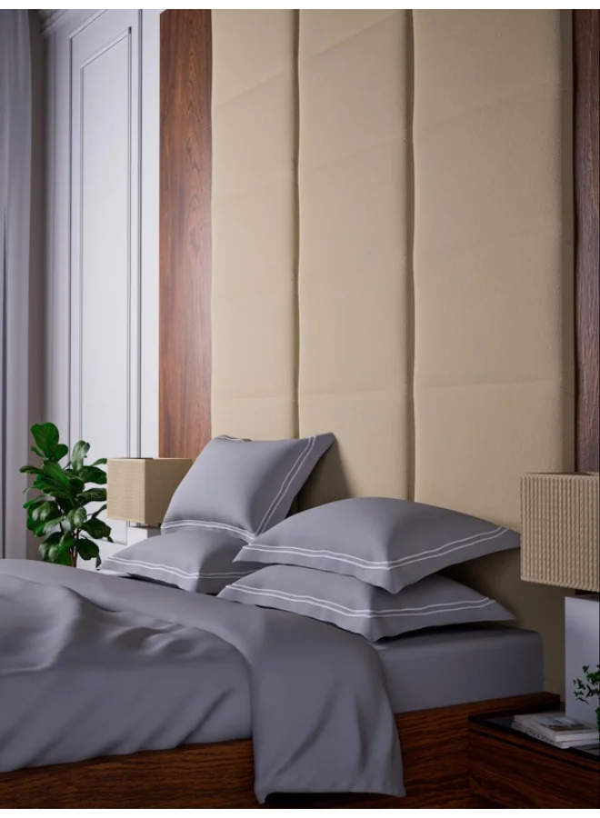 MULBERRY LIVING ملاءة سرير مقاس كينج 180x200 سم من القطن 100% بنسيج 500 خيط مع غطاءي وسادة 50x75 سم - رمادي فضي