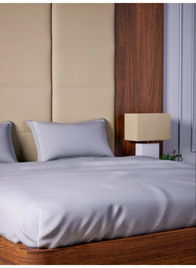 MULBERRY LIVING ملاءة سرير مقاس كينج 180x200 سم من القطن 100% بنسيج 500 خيط مع غطاءي وسادة 50x75 سم - رمادي فضي