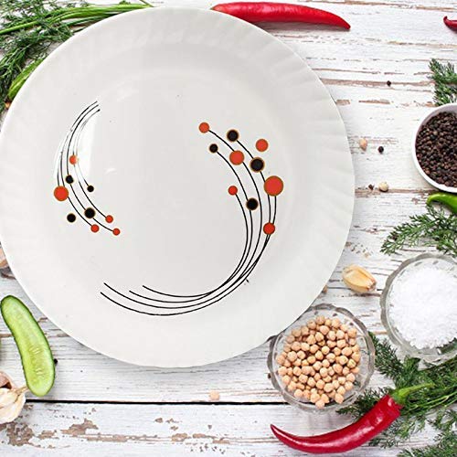 Urmila Plastic Plates Serving Dinner Flower Print Round Serving Dinner Plates Full Size Plate Set for Dining Table Home Kitchen Party Restaurant 12 Inches White Set of 6 - Image 4