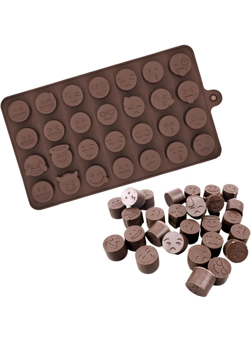 Happy Home Silicone Emoji Mold, 22 × 11 cm with 28 Cavities in Assorted Facial Expression Designs, Flexible Reusable Mold for Chocolate, Candy, Jelly, Fudge, Ice Cubes, Frozen Yogurt, Cake Decorations, Cupcake Toppers, Birthday Treats and Party Desserts – Brown - Image 3