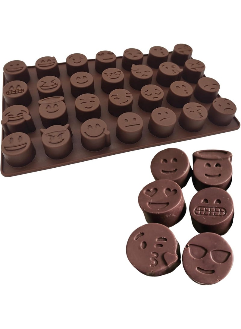 Happy Home Silicone Emoji Mold, 22 × 11 cm with 28 Cavities in Assorted Facial Expression Designs, Flexible Reusable Mold for Chocolate, Candy, Jelly, Fudge, Ice Cubes, Frozen Yogurt, Cake Decorations, Cupcake Toppers, Birthday Treats and Party Desserts – Brown - Image 4