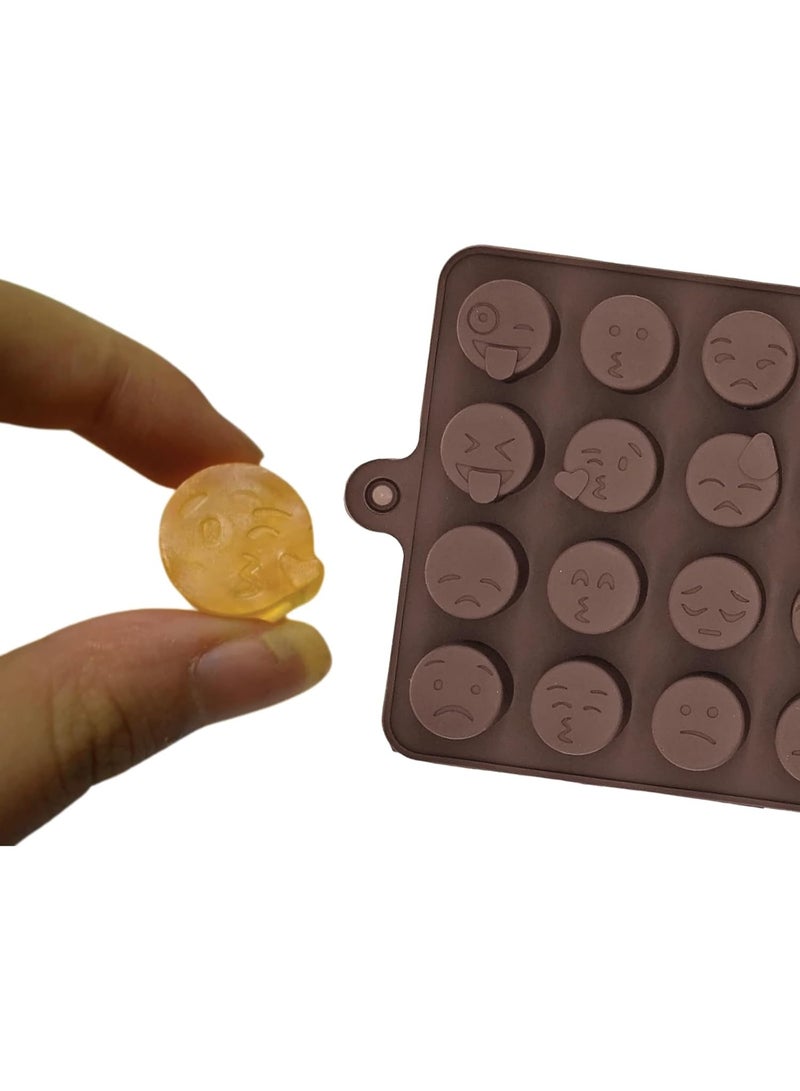 Happy Home Silicone Emoji Mold, 22 × 11 cm with 28 Cavities in Assorted Facial Expression Designs, Flexible Reusable Mold for Chocolate, Candy, Jelly, Fudge, Ice Cubes, Frozen Yogurt, Cake Decorations, Cupcake Toppers, Birthday Treats and Party Desserts – Brown - Image 2