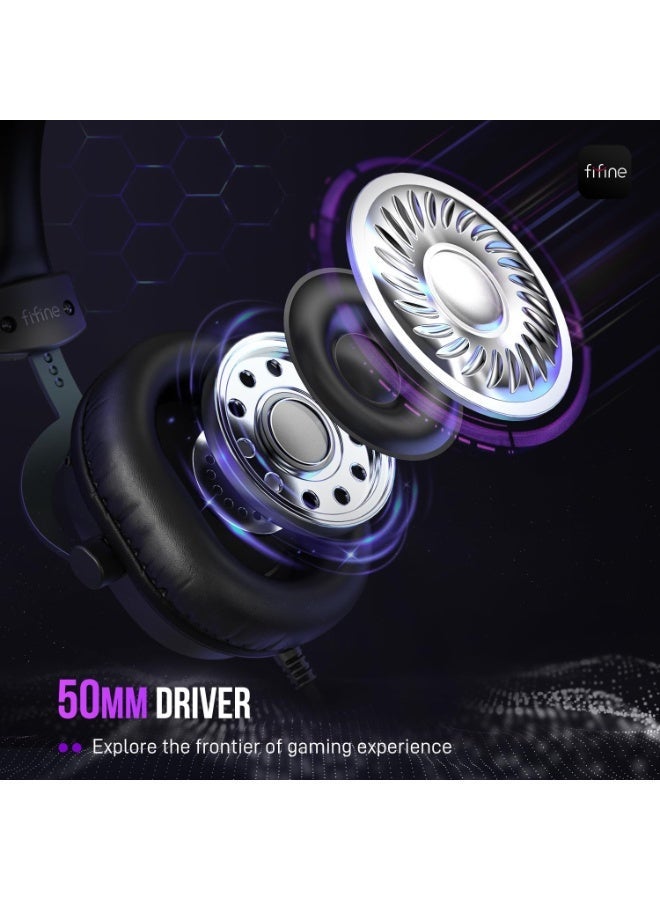 FIFINE H9 PC Gaming Headset, USB Headset with 7.1 Surround Sound, Detachable Microphone, Control Box, 3.5mm Headphones Jack, Over-Ear Wired Headphones for PS5/Xbox/Switch - Image 3