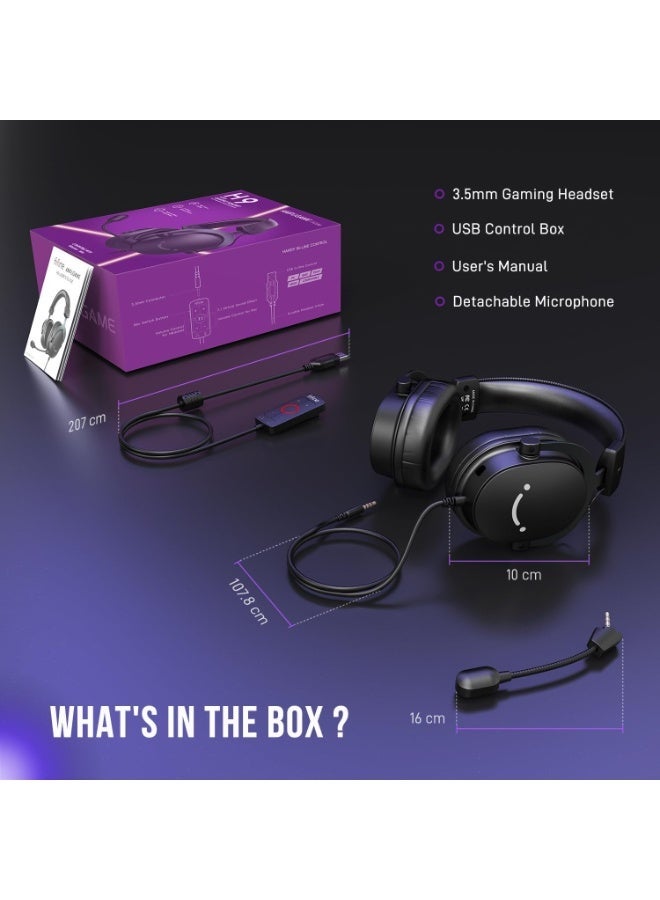 FIFINE H9 PC Gaming Headset, USB Headset with 7.1 Surround Sound, Detachable Microphone, Control Box, 3.5mm Headphones Jack, Over-Ear Wired Headphones for PS5/Xbox/Switch - Image 2