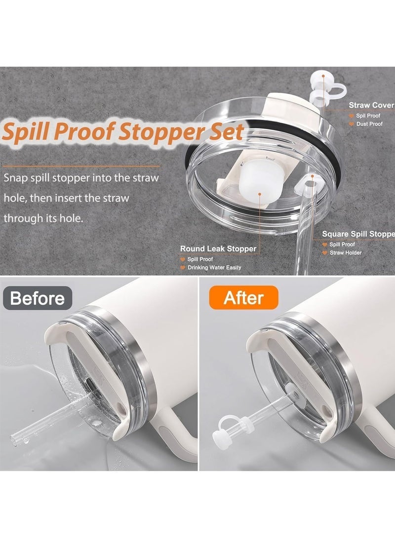 كيلا مجموعة إكسسوارات أكواب ستانلي مكونة من 10 قطع تتضمن 6 قطع من سدادة السيليكون المقاومة للانسكاب، و3 قطع من غطاء القش الزهري مقاس 10 مم، وقطعة واحدة من غلاف الحذاء المصنوع من السيليكون اللامع لأكواب ستانلي سعة 40 أونصة و30 أونصة. - Image 3