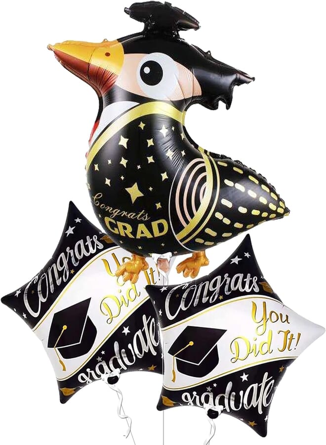 KATCHON Giant, Congrats Grad Balloons - 26 Inch, Big Bird Graduation Balloons | You Did It Congrats Balloon for Graduation Party Decorations 2023 | Graduation Mylar Balloons for Graduation Decorations 2023