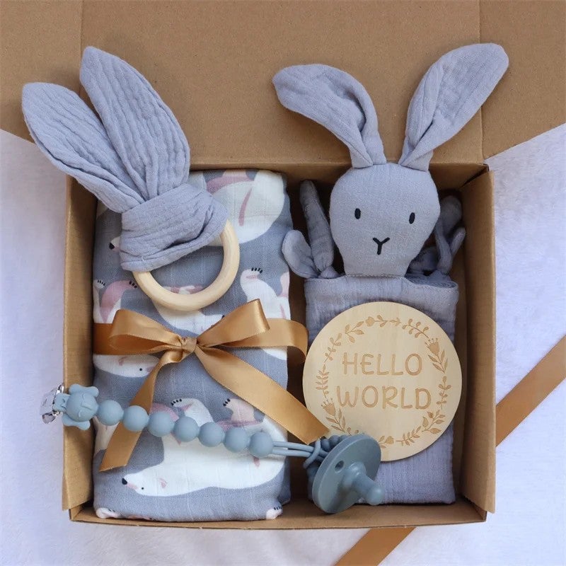 Bluejw Unisex Baby Gift Set: Swaddle Blanket, Muslin Swaddles - Newborn Shower Gift with Swaddlers - Image 1