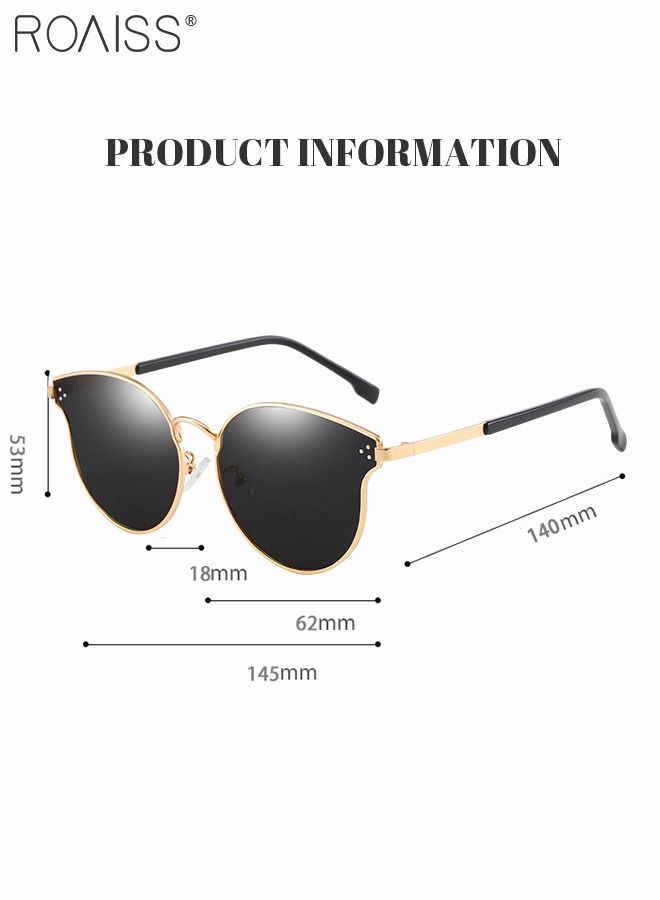 roaiss Women's Round Polarized Sunglasses UV400 Protection Sun Glasses with Gold Metal Frame Fashion Anti-glare Sun Shades for Women with Glasses Case 62mm - Image 3