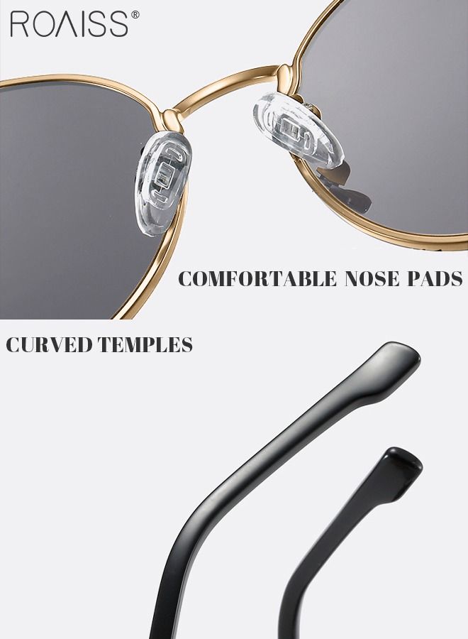 roaiss Women's Round Polarized Sunglasses UV400 Protection Sun Glasses with Gold Metal Frame Fashion Anti-glare Sun Shades for Women with Glasses Case 62mm - Image 5