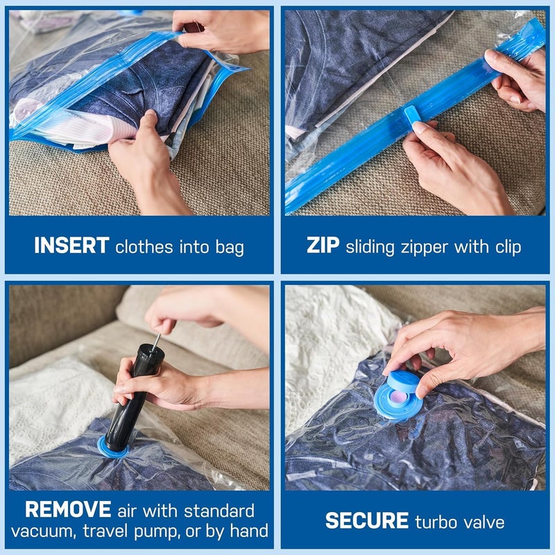 MRP ENTERPRISE Space Saver Vacuum Bags for Storage of Cloths Vacuum Bags for Travel Cupboard Organizers Vacuum Bags with Pump Set of 5 Bags - Image 2