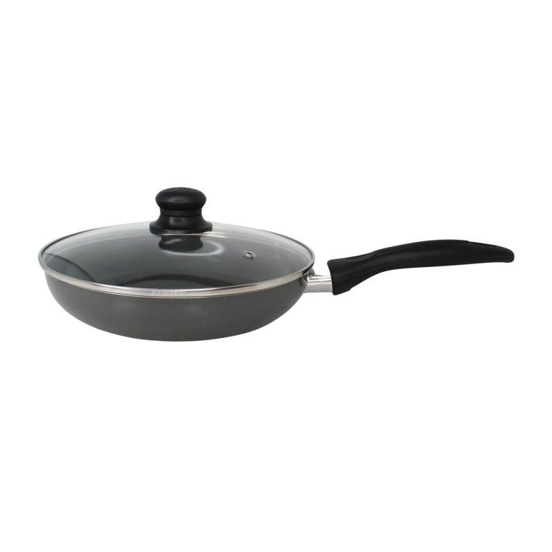 IMUSA 9.5-Inch Ceramic Nonstick Sauté Pan with Lid - Deep Gray Aluminum Skillet with Glass Cover & Cool-Touch Handle - Ideal for Sautéing, Stir-Frying, Steaming, Braising & Searing - Image 1