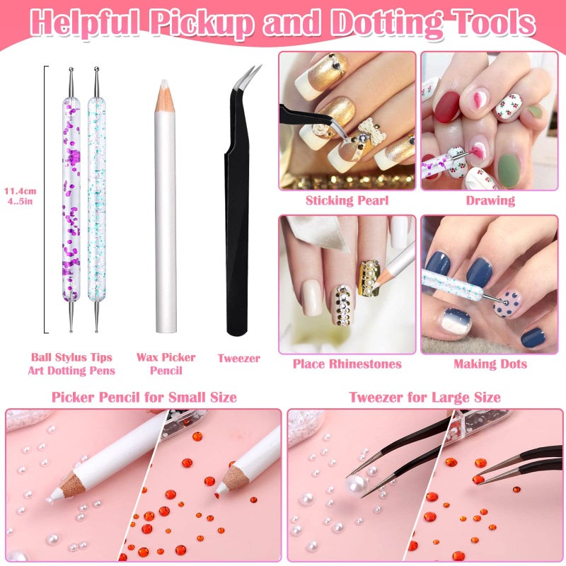Billbotk 6645Pcs Face Rhinestones with Makeup Glue, Flatback Eye Gems Colorful Makeup Jewels with White Pearls for Face Eye Body, Nail Art, Hair, Craft Decoration - Image 5