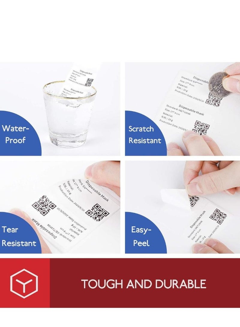 فوميمو 3 لفات ورق ملصقات مربع ذاتي اللصق متعدد الاغراض مقاس 30×40 ملم لطابعة ملصقات M110/M120/M200/M220/M221، للطباعة بالاسود على الابيض، 230 ملصق في اللفة، خلفية بيضاء - Image 4