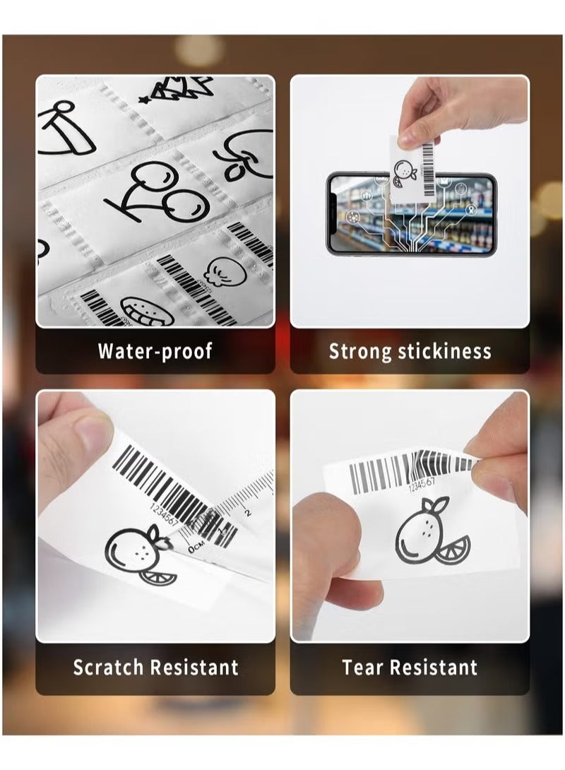 فوميمو 3 لفات ورق ملصقات مربع ذاتي اللصق متعدد الاغراض مقاس 30×40 ملم لطابعة ملصقات M110/M120/M200/M220/M221، للطباعة بالاسود على الابيض، 230 ملصق في اللفة، خلفية بيضاء - Image 5