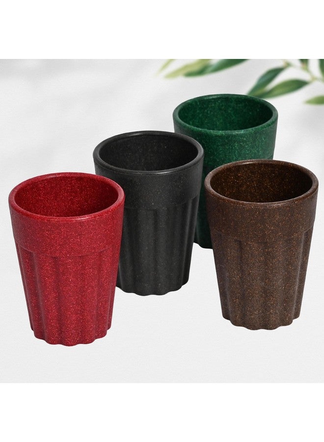 eha Set of 4 Earth-Friendly Cutting Chai Cups | 100 ml | Coffee Cup Made with Rice Husk & Bamboo Fibers | Microwave Safe Tea Set |Hot & Cold Coffee Mug, Milk & Tea Cup Set |Multicolour-Dark - Image 1