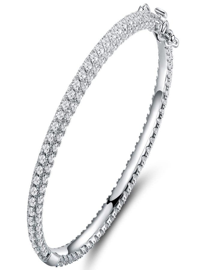 Barzel 18K Gold Plated Crystal Bling Eternity Bangle Bracelet (Silver) - Image 1