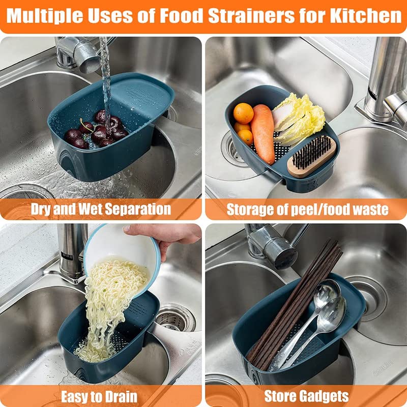 JAYNA Sink Strainers 4Pack Plastic Food Strainers Multifunction Hanging Baskets NonSlip Handle PP Material Protect Drainage Easy to Clean - Image 3