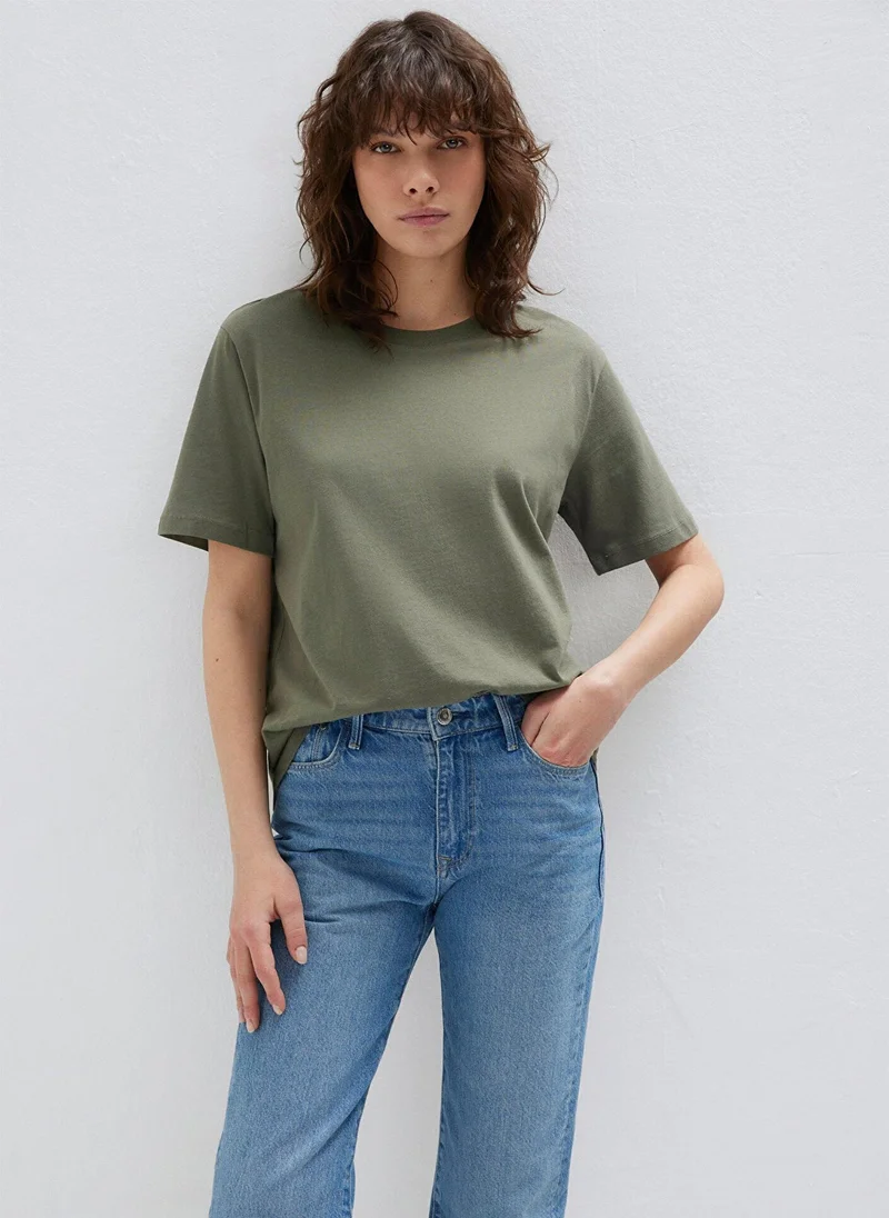 مافي Crew Neck Green Basic T-Shirt