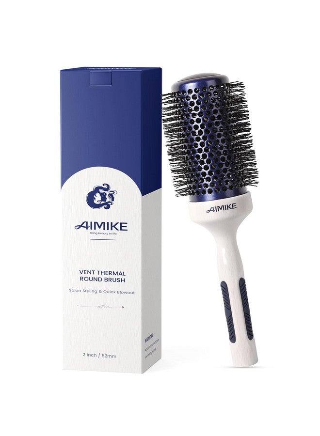AIMIKE Nano Ionic Tech Large Round Brush, Ceramic Round Brush for Blow Drying, Styling and Boost Volume, Natural Wood Round Hair Brush, One Piece Design - 2 Inch/52mm - Image 1