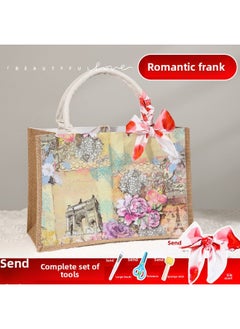 Butterfly Ancient Bart Material Bag Diy Mother's Day Canvas Bag Children's Handmade Creative Linen Bag Group Building Activity Gift-Color:Vertical Style [romantic French] Comes With A Full Set Of Tools + Detailed Tutorials