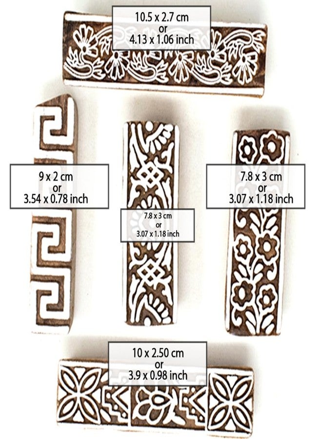TwoGrams | Set of 5 | Wooden Indian Traditional Design Printing Stamps/Blocks for Printing Saree Border/Dresses/Craft Card Making/Scrapbook/Clay Pottery - Image 4