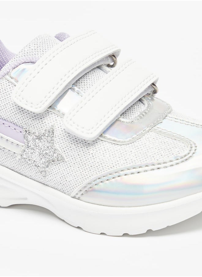Flora Bella By Shoexpress - Girl's Star Applique Sports Shoes with Hook and Loop Closure - Image 1