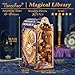 Tonecheer DIY Book Nook Kit for Adults 3D Wooden Puzzle Bookend Miniature House Kit Booknook Bookshelf Insert Decor with Dust Cover and LED Lights Gifts Magical Library - Image 4