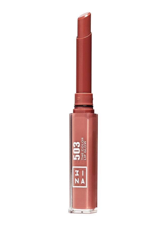 3INA The Color Lip Glow - Highly Pigmented Lipstick for Women with Shea Butter - Lip Gloss and Lip Balm Effect - 503 Medium Nude Pink - 0.05 oz - Image 1